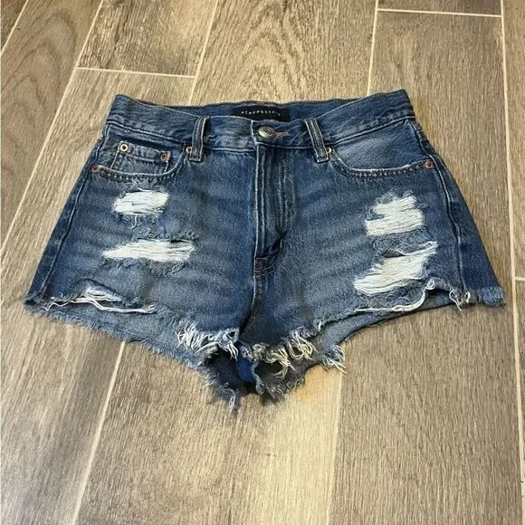 Aeropostale Distressed High Rise Denim Shorts - Picture 3 of 10